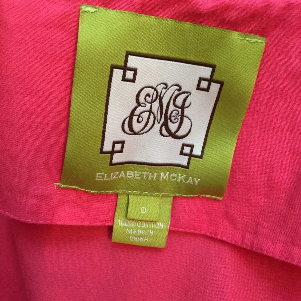 ELIZABETH McKAY DRESS WRAP PINK RUFFLE BELT CAP SLEEVE BARBIE CORE Size 0 - Picture 7 of 7